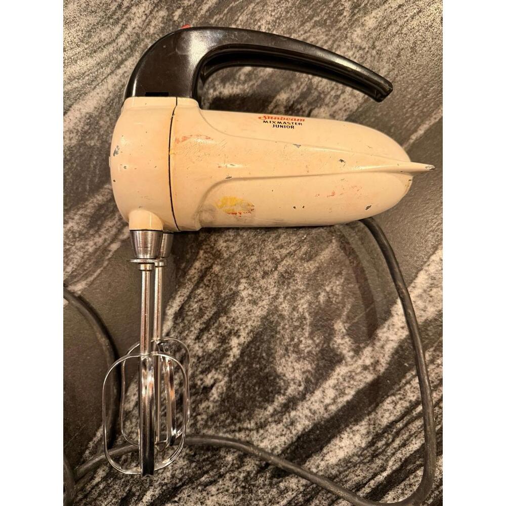 Vintage 50s SUNBEAM Mixmaster Junior Steel Metal Handheld Mixer Tested Working